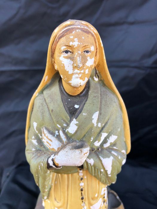 Sygnowana Stara figurka gipsowa Lourdes