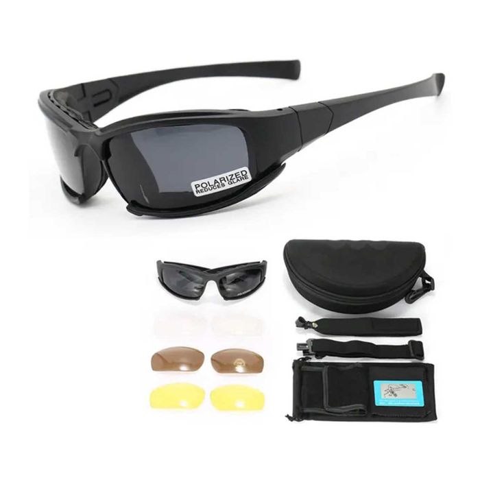 Óculos Tácticos Polarizados de Haste com 4 Lentes Intermutáveis