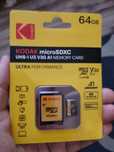 Karta pamięci microSDXC Kodak 64GB. A1, V30, U3. + adapter SD. Nowa.