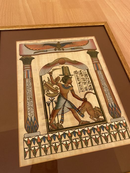 Zestaw 4 papirusow w ramce za szkłem