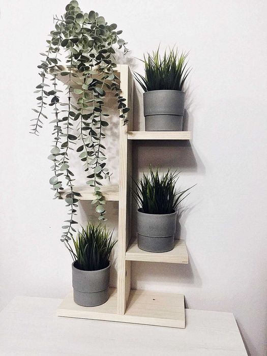 DREWNIANY kwietnik piętrowy, półka, stojak na kwiaty, regał