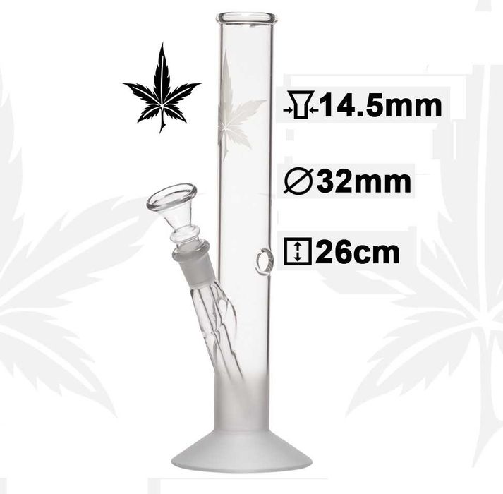 Sklep Mary Jane | Fajka wodna, Bongo Szklane Biały Liść | 26 cm