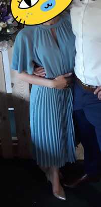 Nowa sukienka plisowana gołębi niebieski szaroniebieska MANGO 36