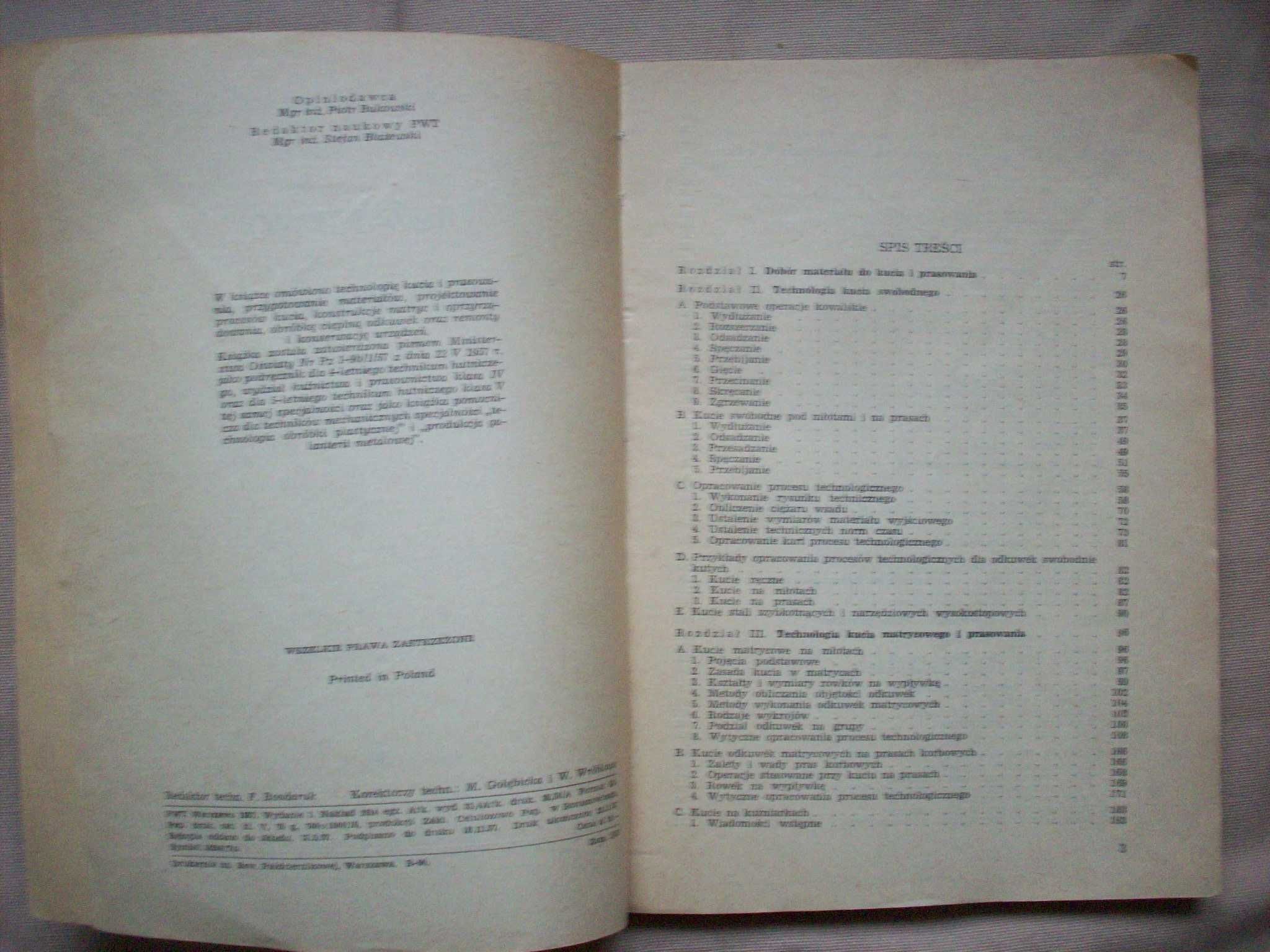 Kuźnictwo i prasownictwo cz. II, J.Jarocki, P.Wasiunyk, 1957.