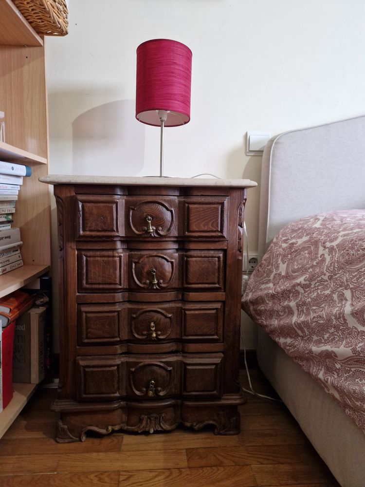 Conjunto de quarto vintage: comoda, cabeceira e espelho