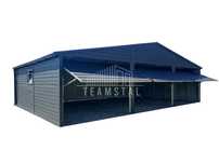 GARAŻ BLASZANY 9m x 6m 3x Brama + okno rynny antracyt  9x6 TS491