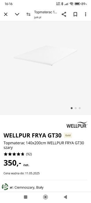 Topmaterac materac Wellpur Gold T30