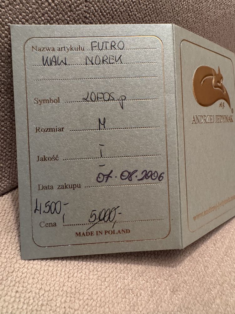 Oryginalne futro z norek Jedynak