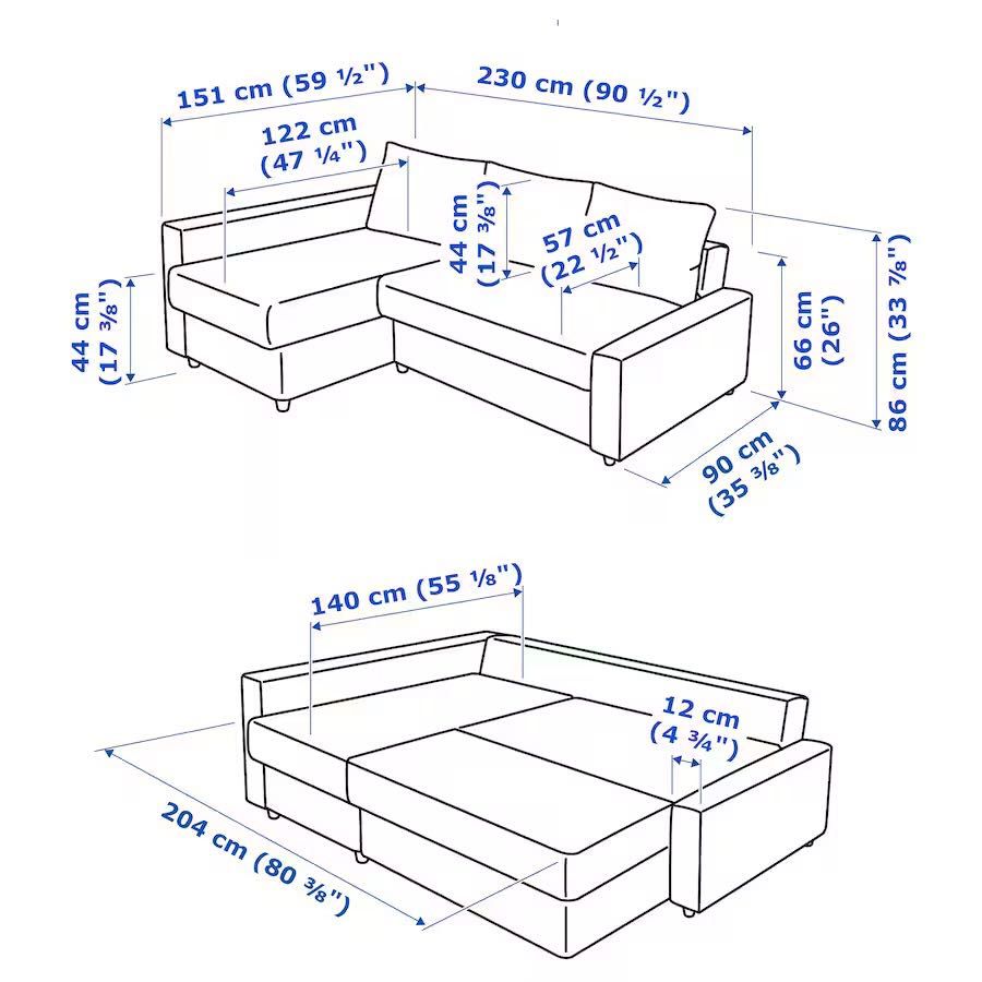 Sofá-cama de canto c/arrumação, Skiftebo azul - No ikea custa 569€