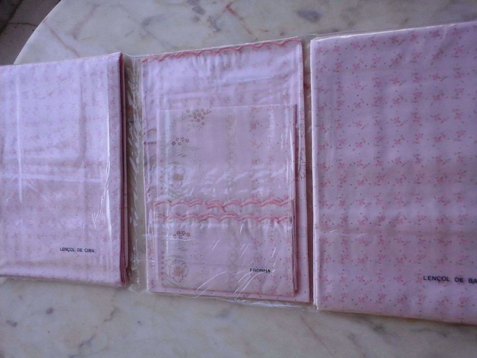 Conjunto LENÇÓIS Rosa da "COELIMA", Cama CASAL- Portes OFERTA- NOVOS!