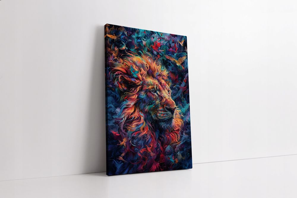 Obraz na płótnie Kolorowy Lew w Nowoczesnym Stylu 40x60 cm