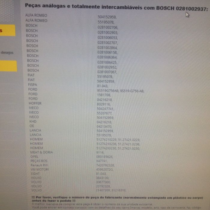 Valvula pressão da regua iveco . ducato