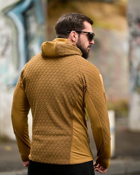 Тепла надійна чоловіча тактична флісова кофта Polar Tactical койот