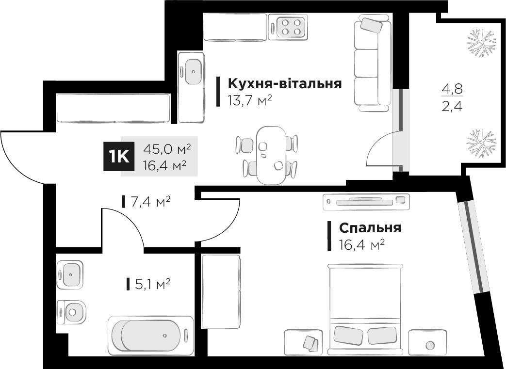 Продаж 1 кімнатної квартири в ЖК Feel House в Сокільниках
