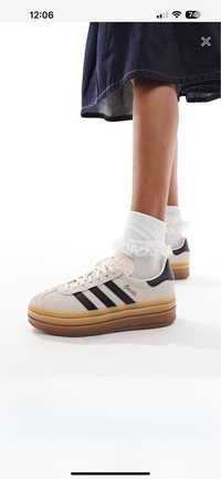 adidas Originals Gazelle Bold trainers in off white and black