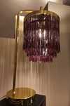 Lampa nowa lampka nocna stołowa elegancka stylowa z frędzlami bordo