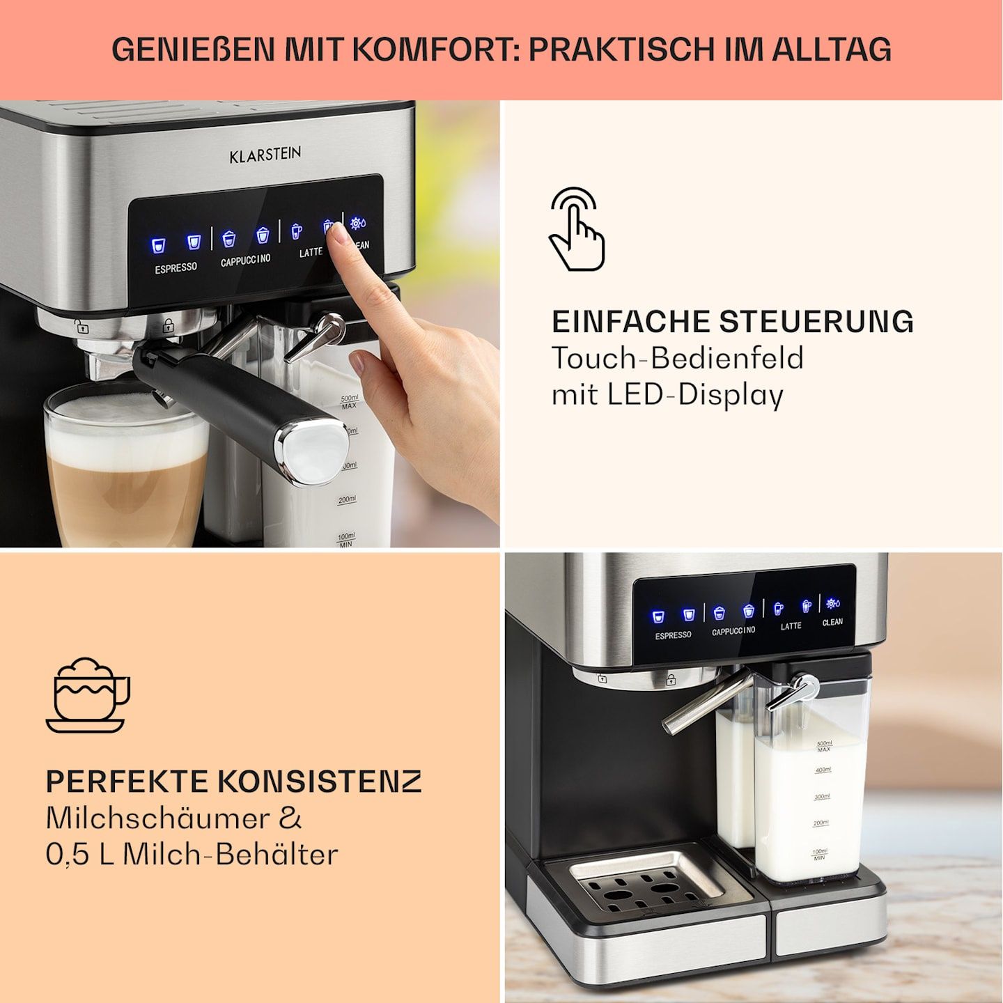 Кофеварка рожковая кавоварка эспрессо-машина Klarstein Arabica Comfort