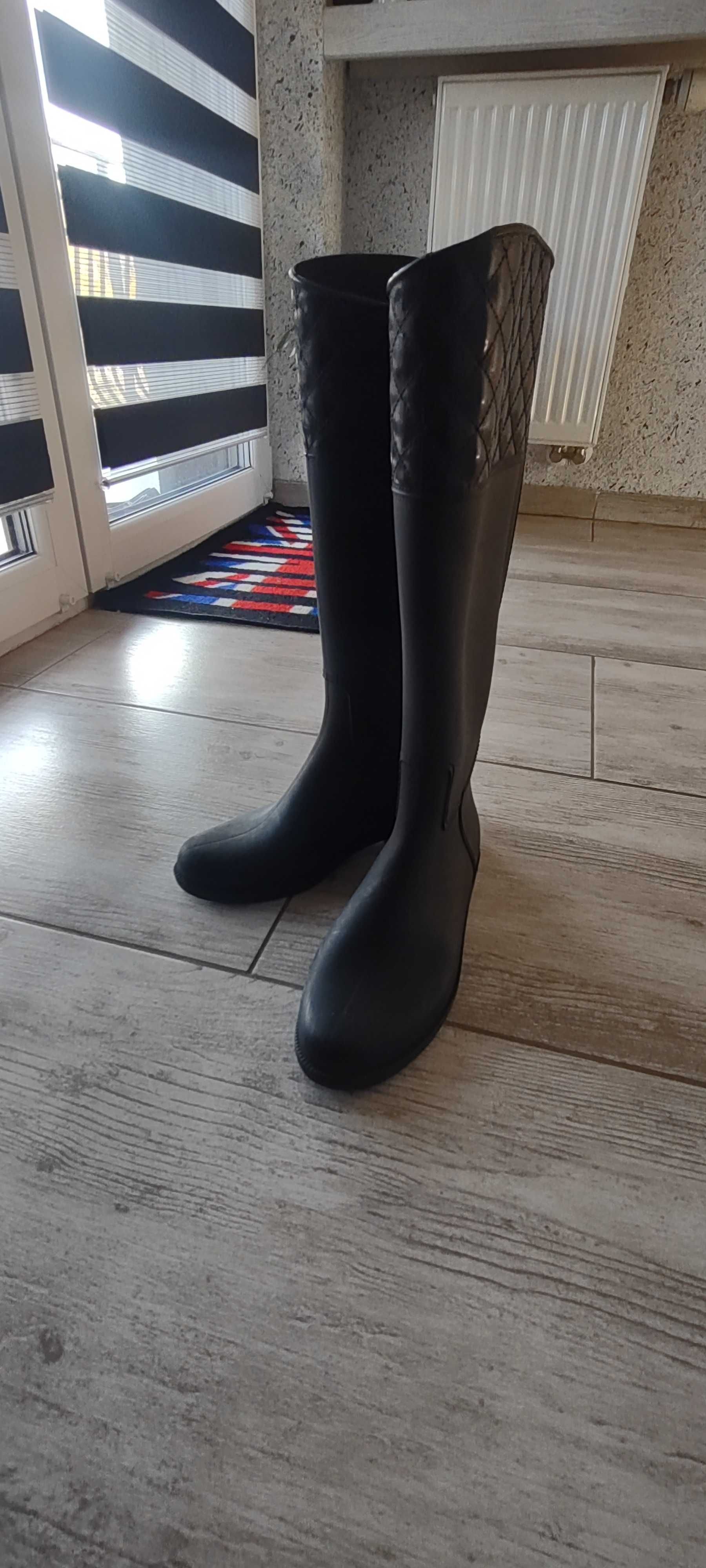 Eleganckie Gumowce czarne wysokie kalosze 36 gratis wysyłka