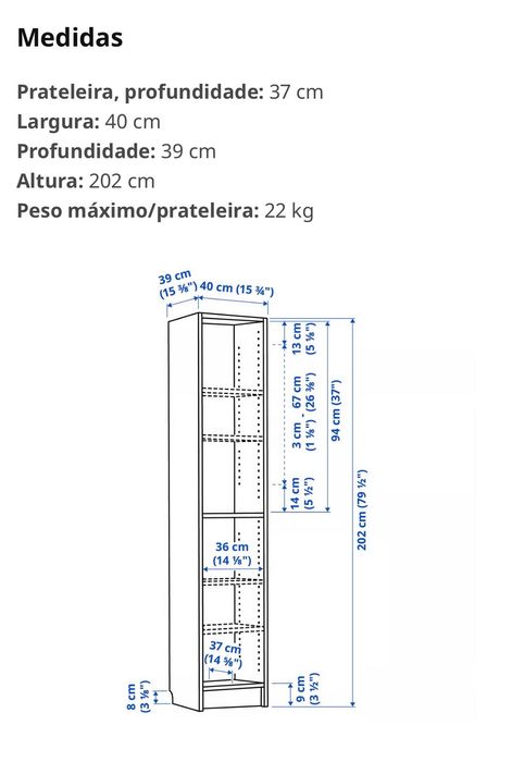 Estante Ikea BILLY, preto efeito carvalho