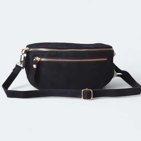 STYLOWA zamszowa nerka saszetka - SKÓRA NATURALNA