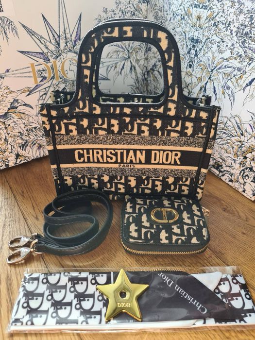 Zestaw Dior mini shopper torebka i portfel
