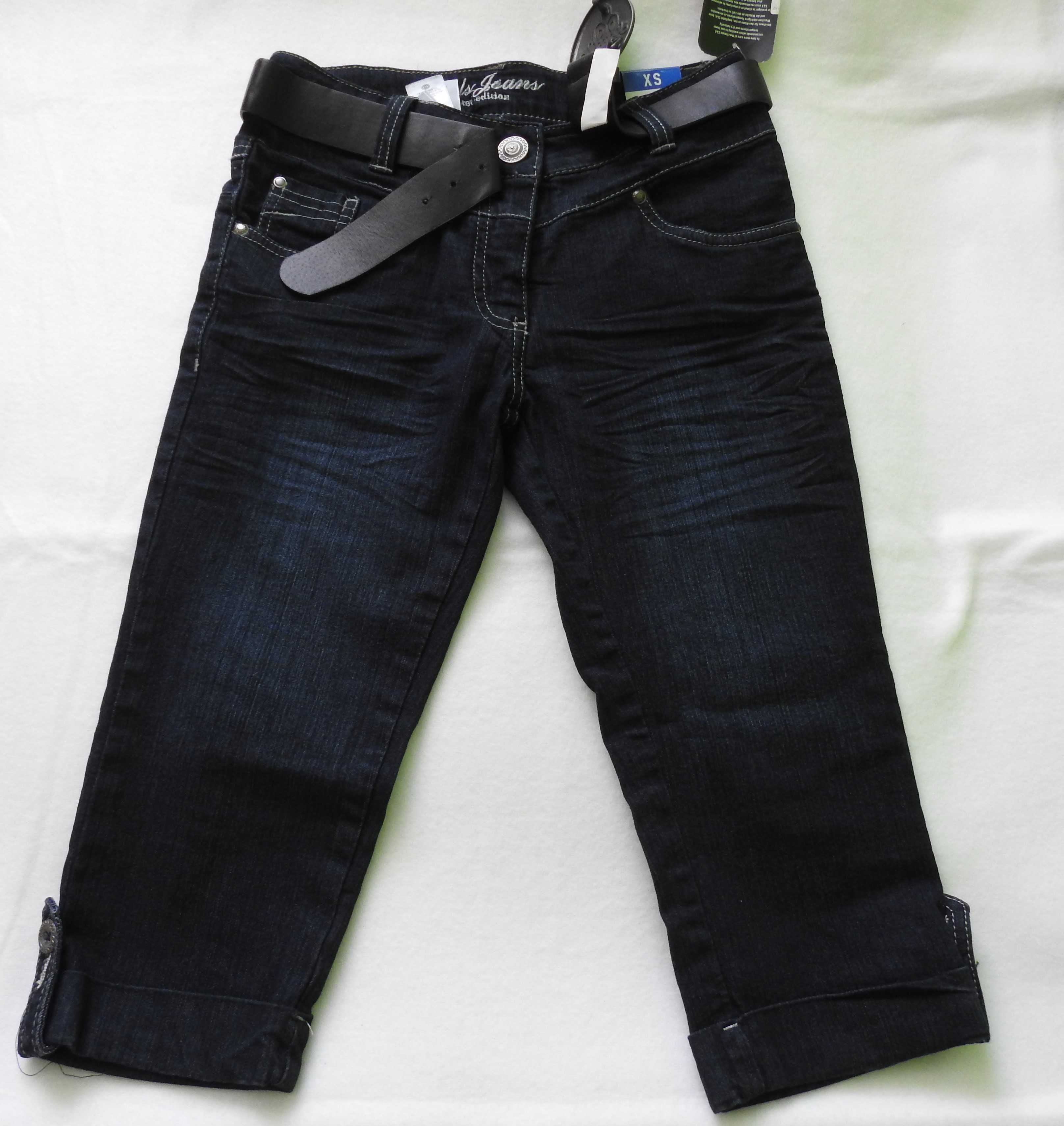 Nowe, dziewczęce jeansowe, spodenki do kolan, rozmiar 158/XS