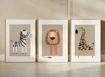 3 Quadros animais selva