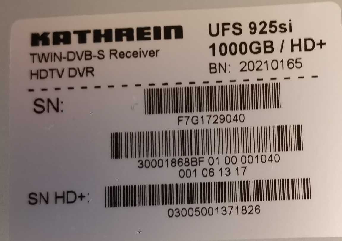 Tuner satelitarny KATHREIN UFS 925 (DVB-S2)/ nagrywarka z dyskiem 1 TB