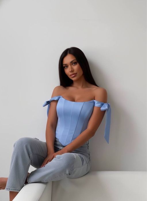 Корсет топ корсетний чорний білий червоний блакитний