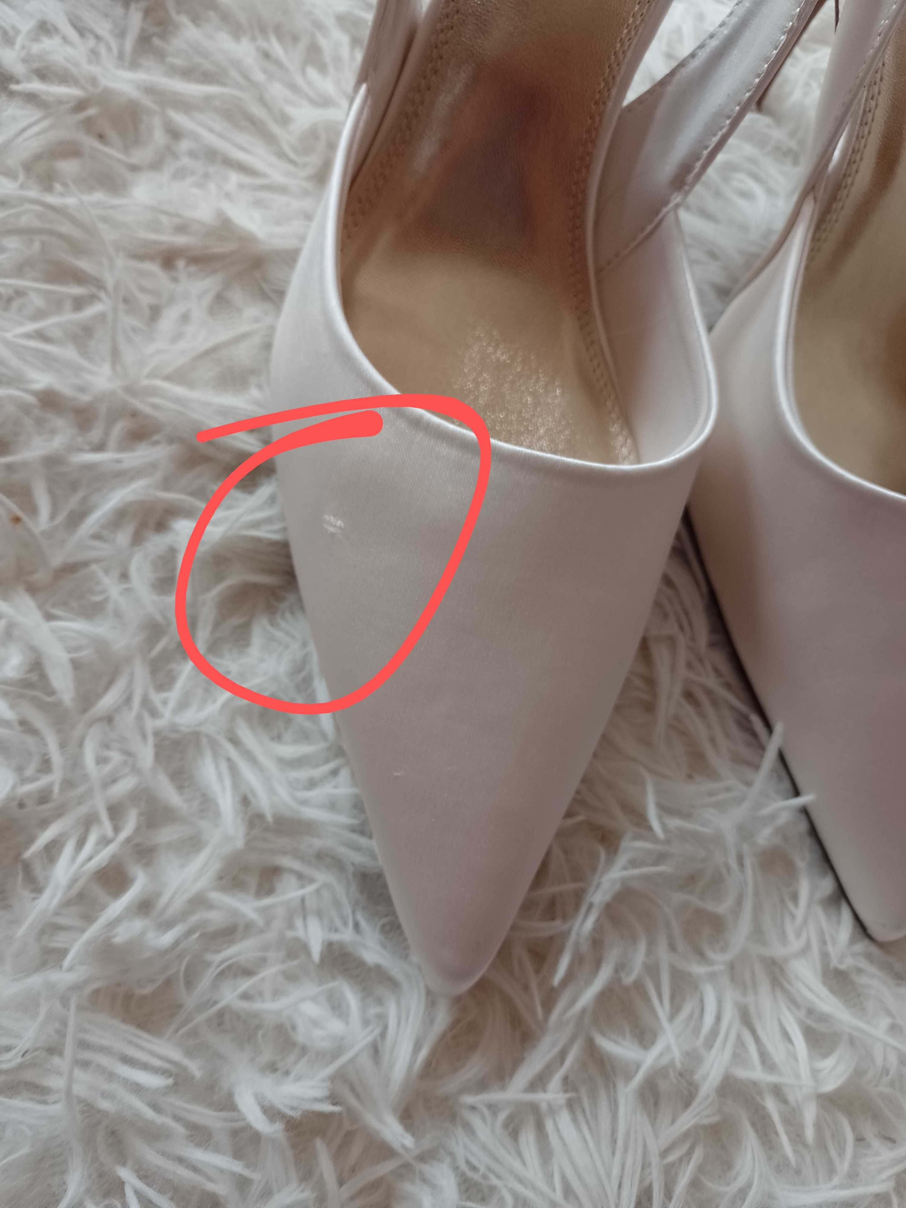 (40) ASOS/ Kremowe czółenka ślubne z odkrytą piętą z Londynu, NOWE