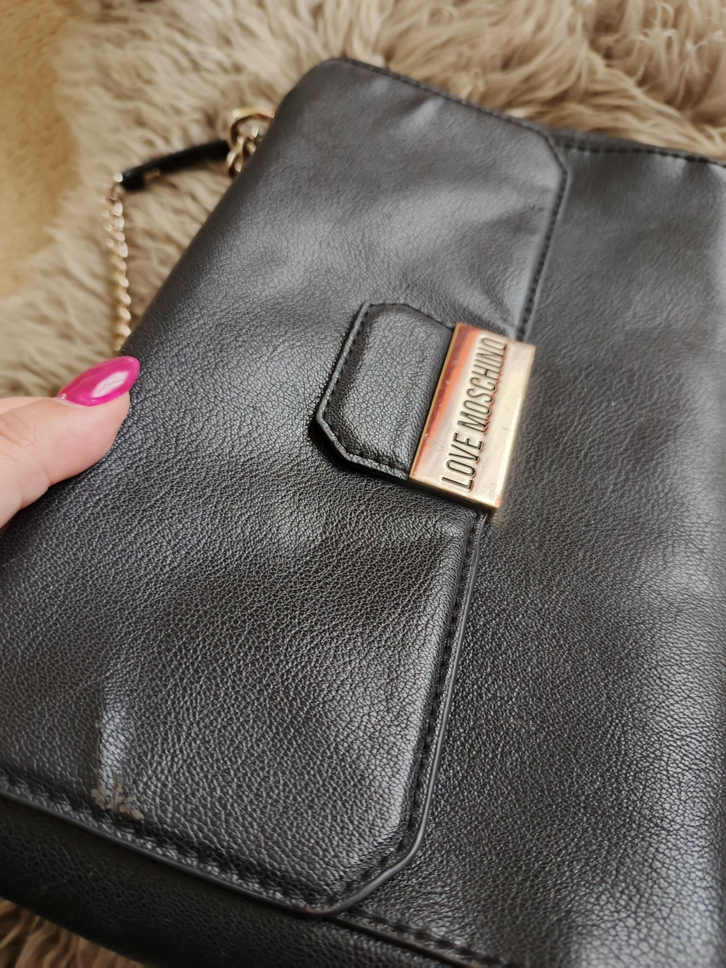 Love moschino duża pojemna torebka listonoszka łańcuszek