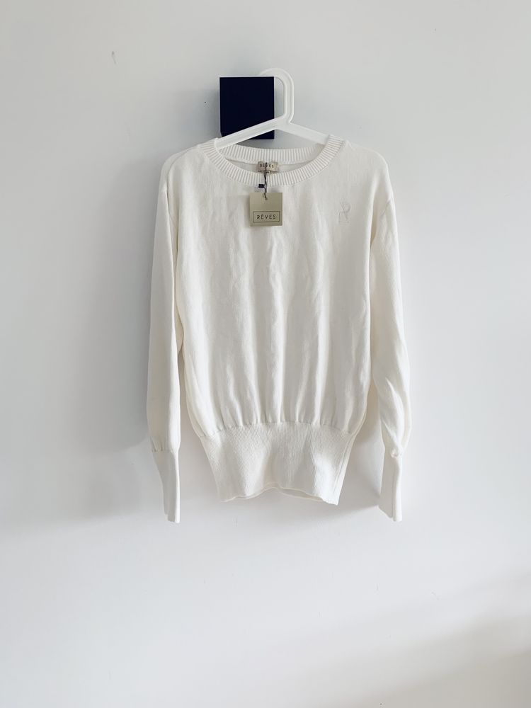 Sweter Reves Fleur biały ecru longsleeve basic