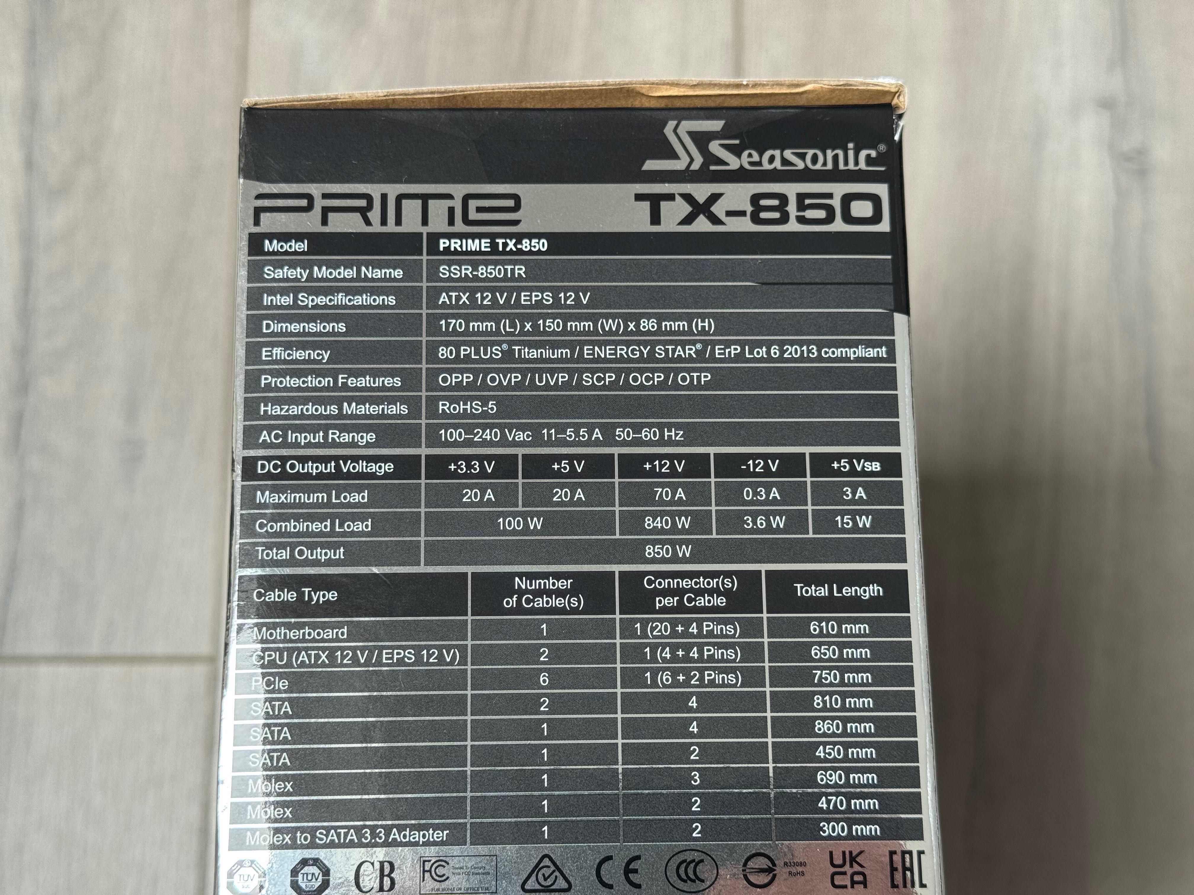 Zasilacz Seasonic Prime TX 80 PLUS Titanium 850 Watt