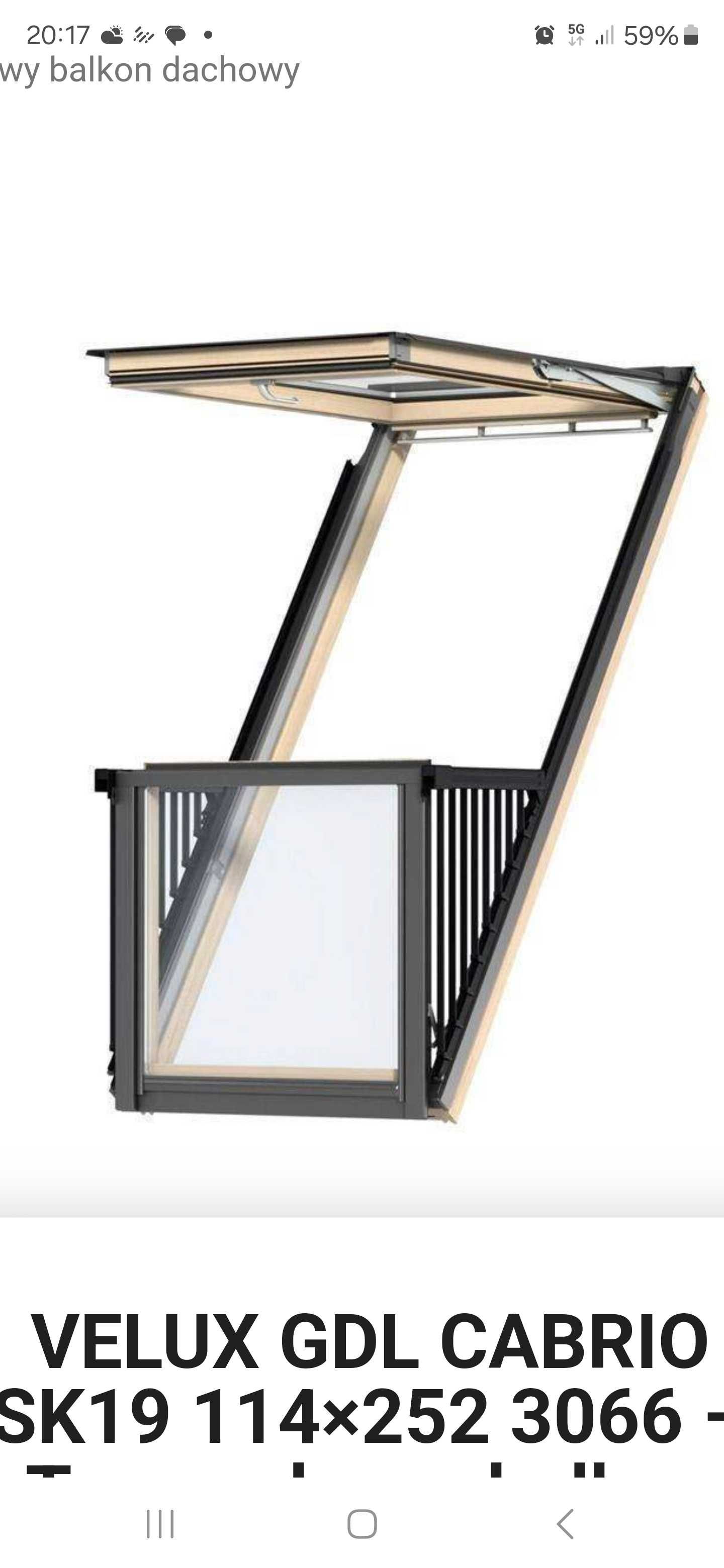 Velux Cabrio balkon dachowy GDL SK19 114x252