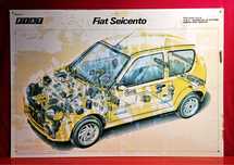 Fiat Seicento - tablica reklamowa z serwisu,  dwustronna