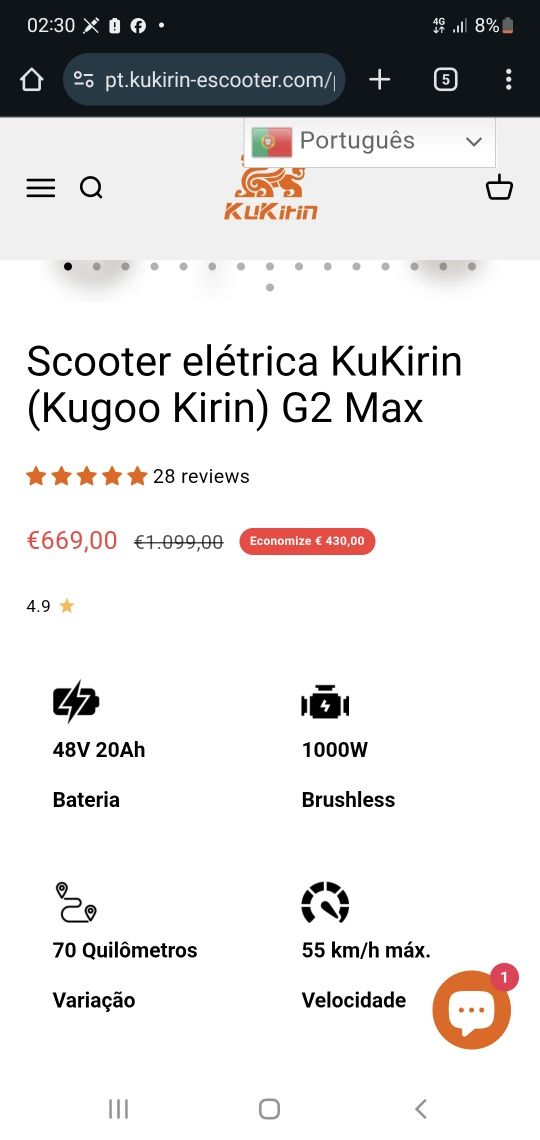 Kukirin g2 max 450€