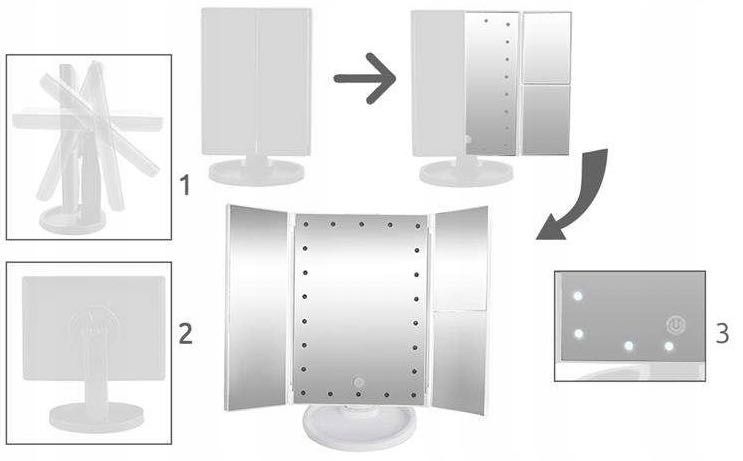 22.02.23 Lusterko stojące biały podświetlane led lusterko do makijażu