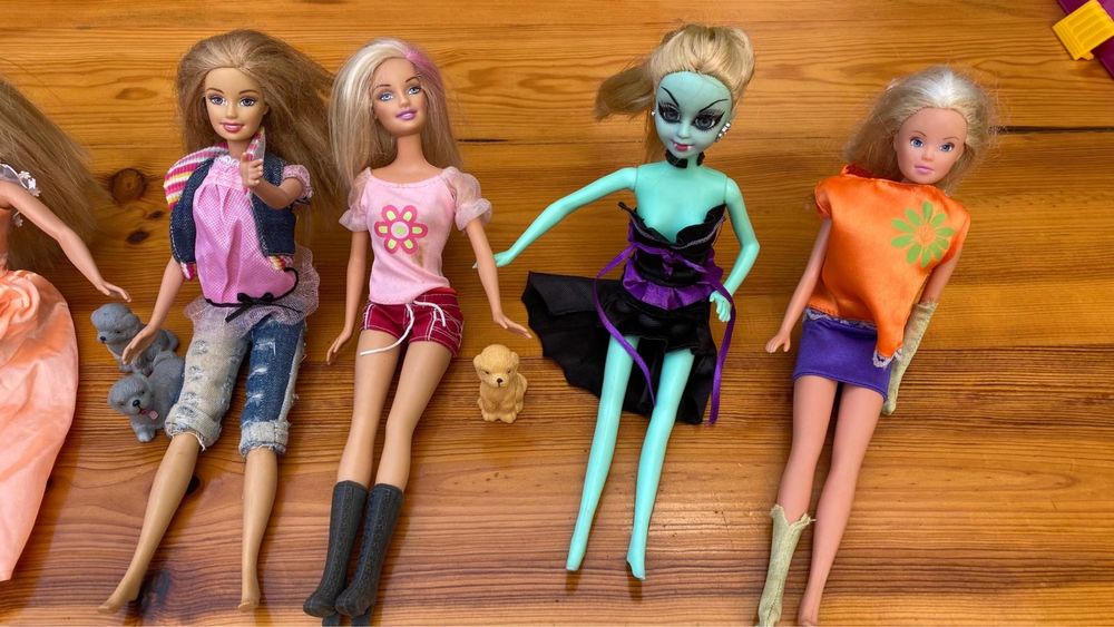 Lote de bonecas estilo Barbie com roupas e acessórios