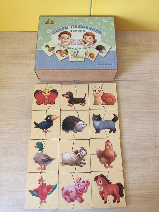 Пазл половинки тварин