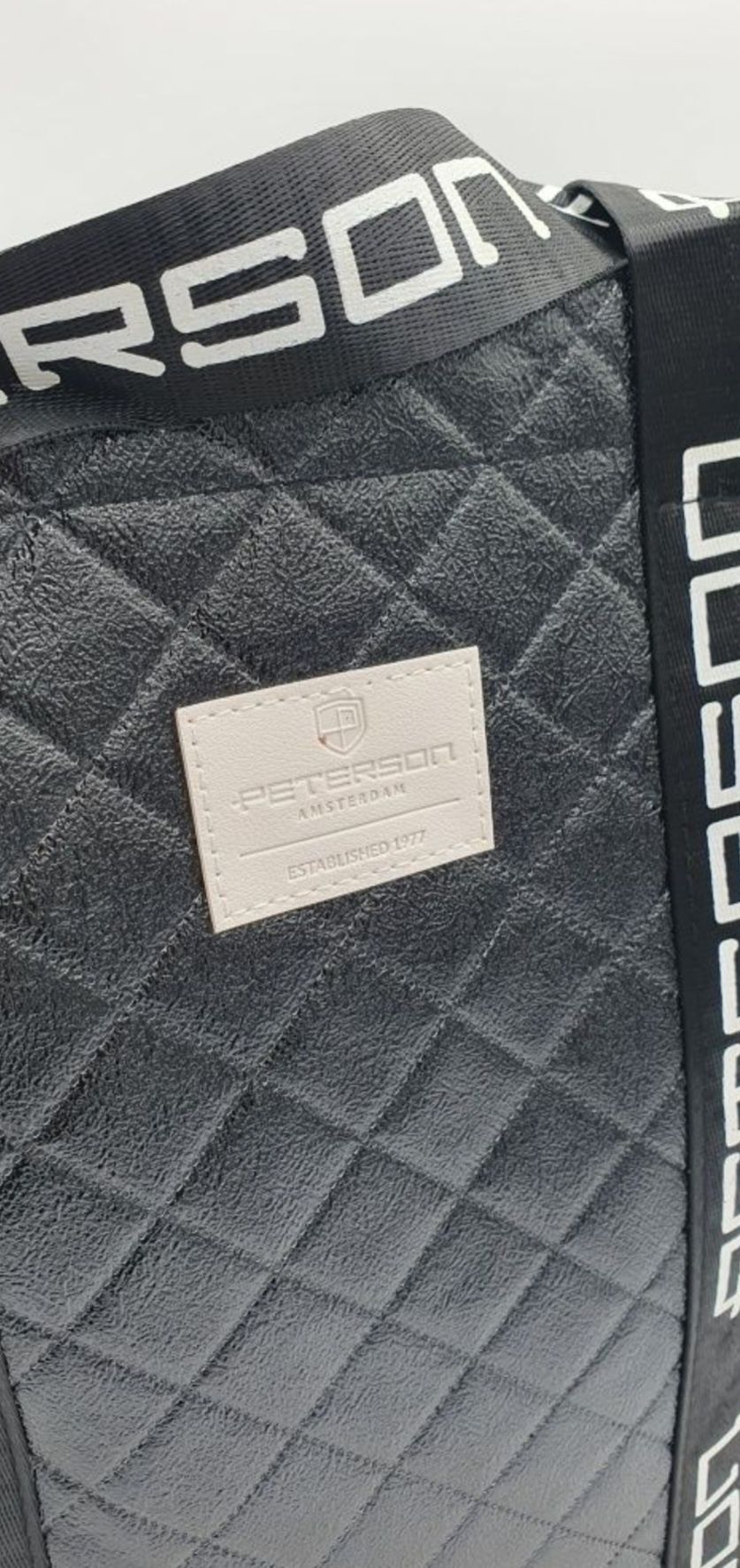 Czarna metaliczna torba peterson shopper bag shopperka na zakupy pracy