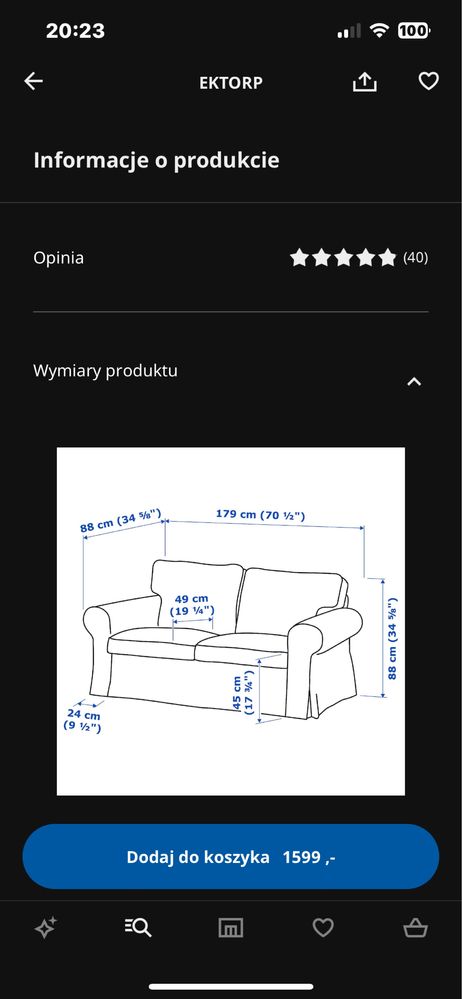 Sofa 2 osobowa ikea