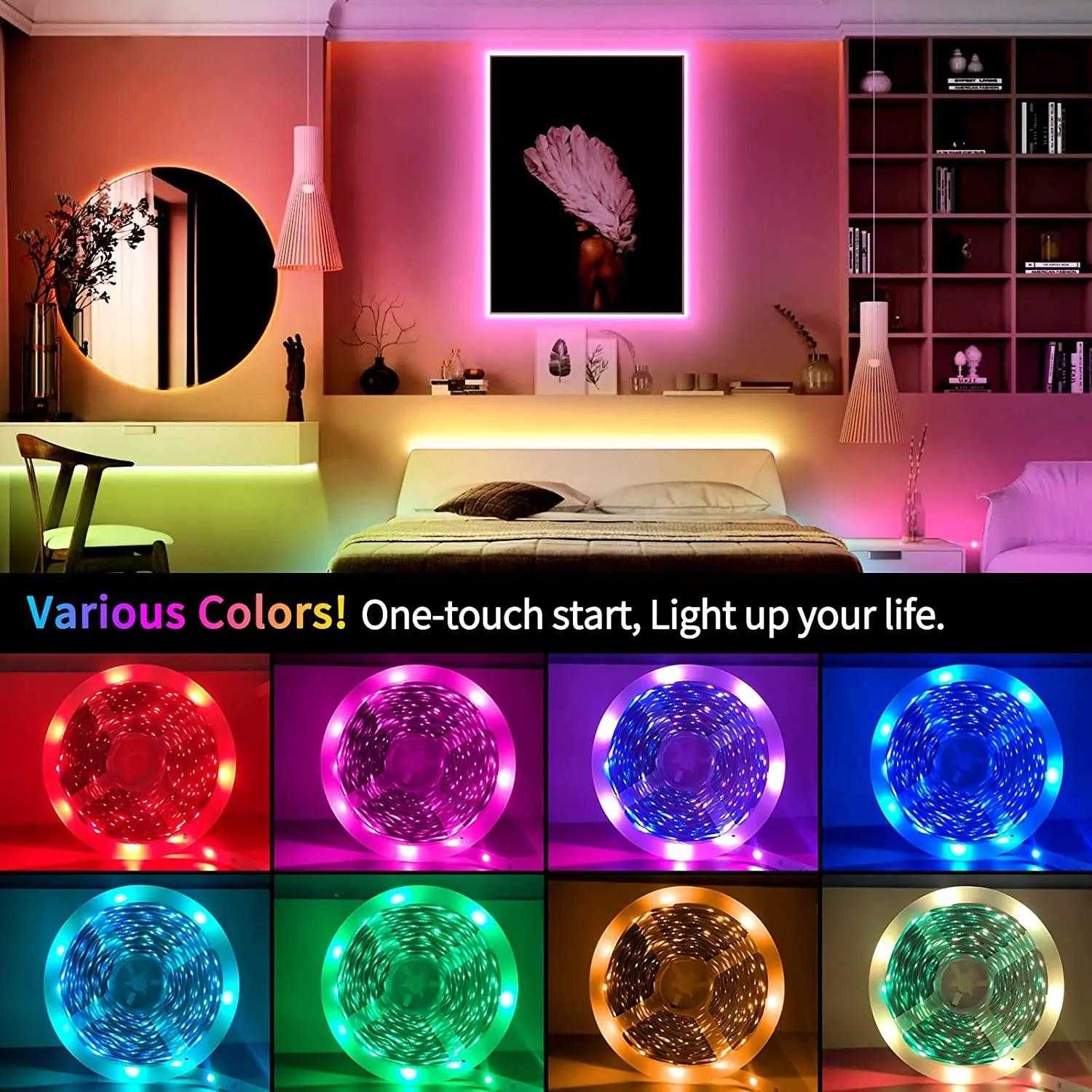 5, 10м LED светодиодная стрічка адресная RGBIC WS2812b пульт Bluetooth