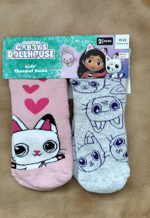 Skarpetki termiczne, antypoślizgowe Koci Domek Gabi-zestaw 2 par,19-22