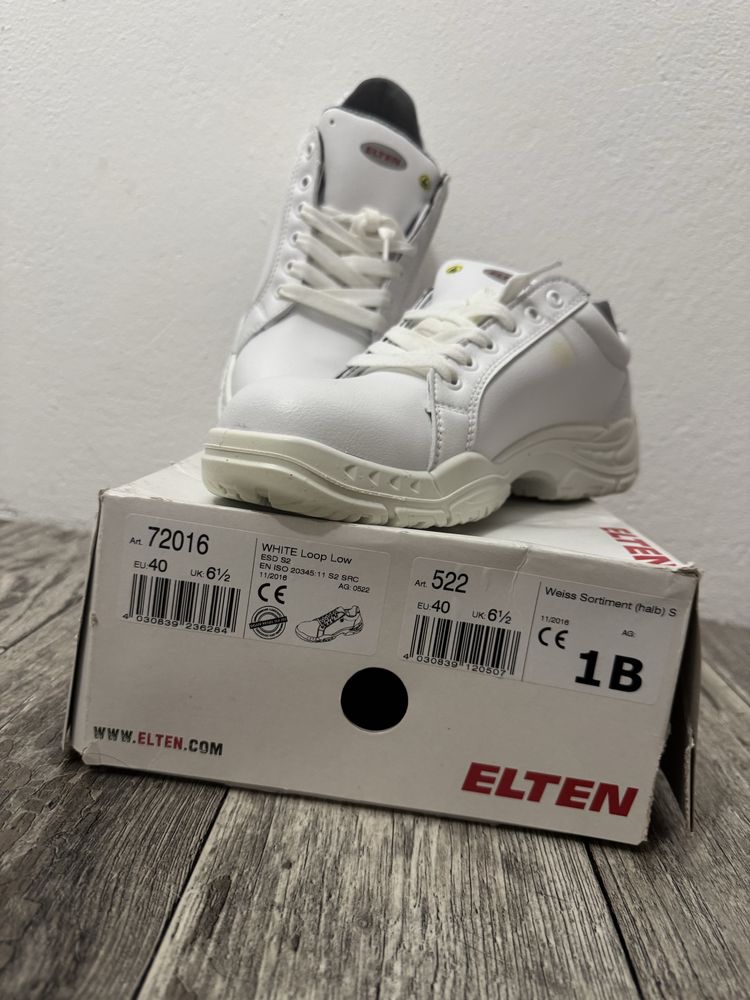 Nowe buty robocze ELTEN WHITE Loop Low S2-rozmiar 40-lekkie przebarwie