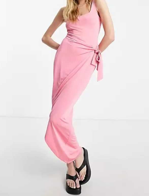 (42/XL) ASOS/Długa, różowa sukienka letnia z Londynu, NOWA