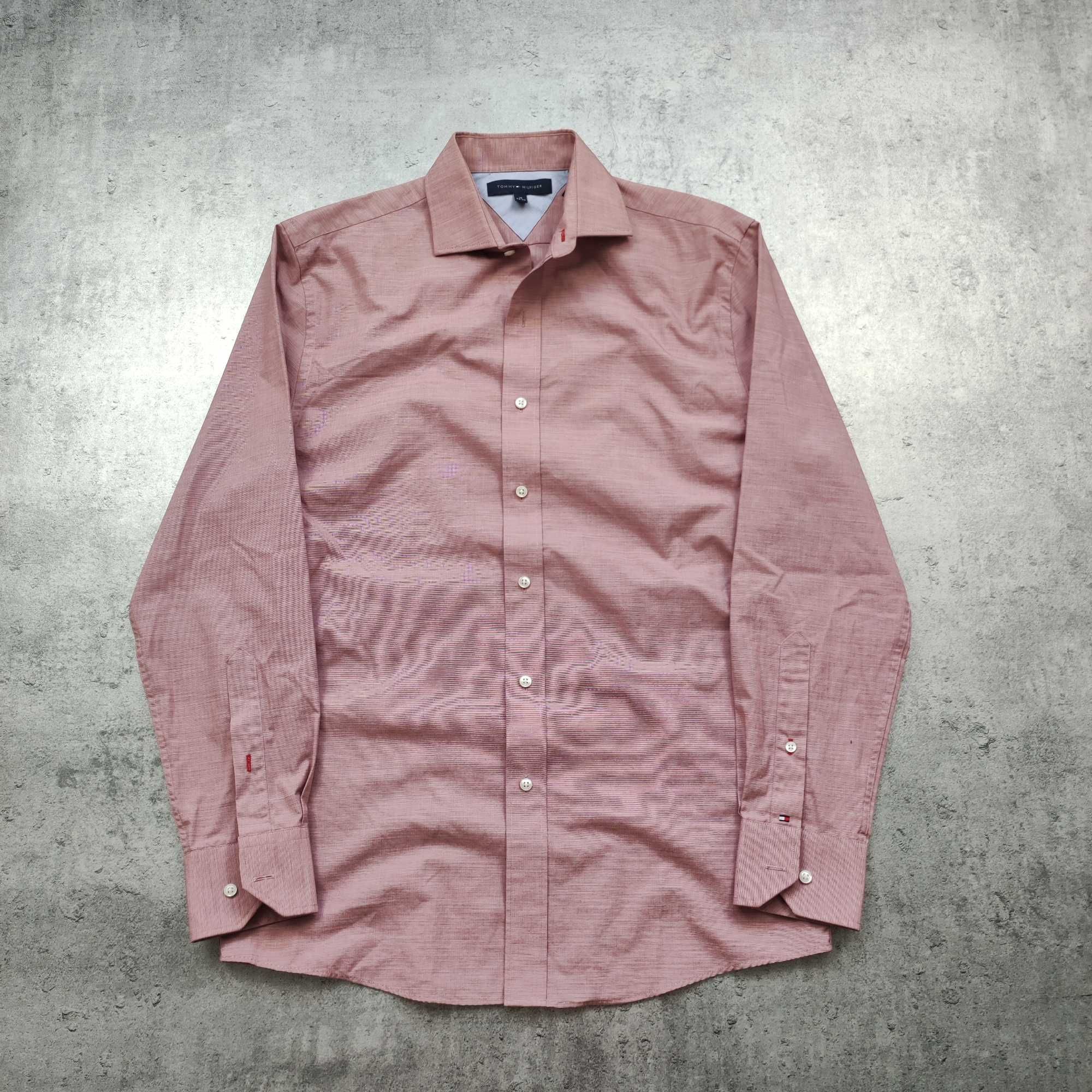 MĘSKA Elegancka PREMIUM Koszula Bawełna Tommy Hilfiger Pudrowy Róż