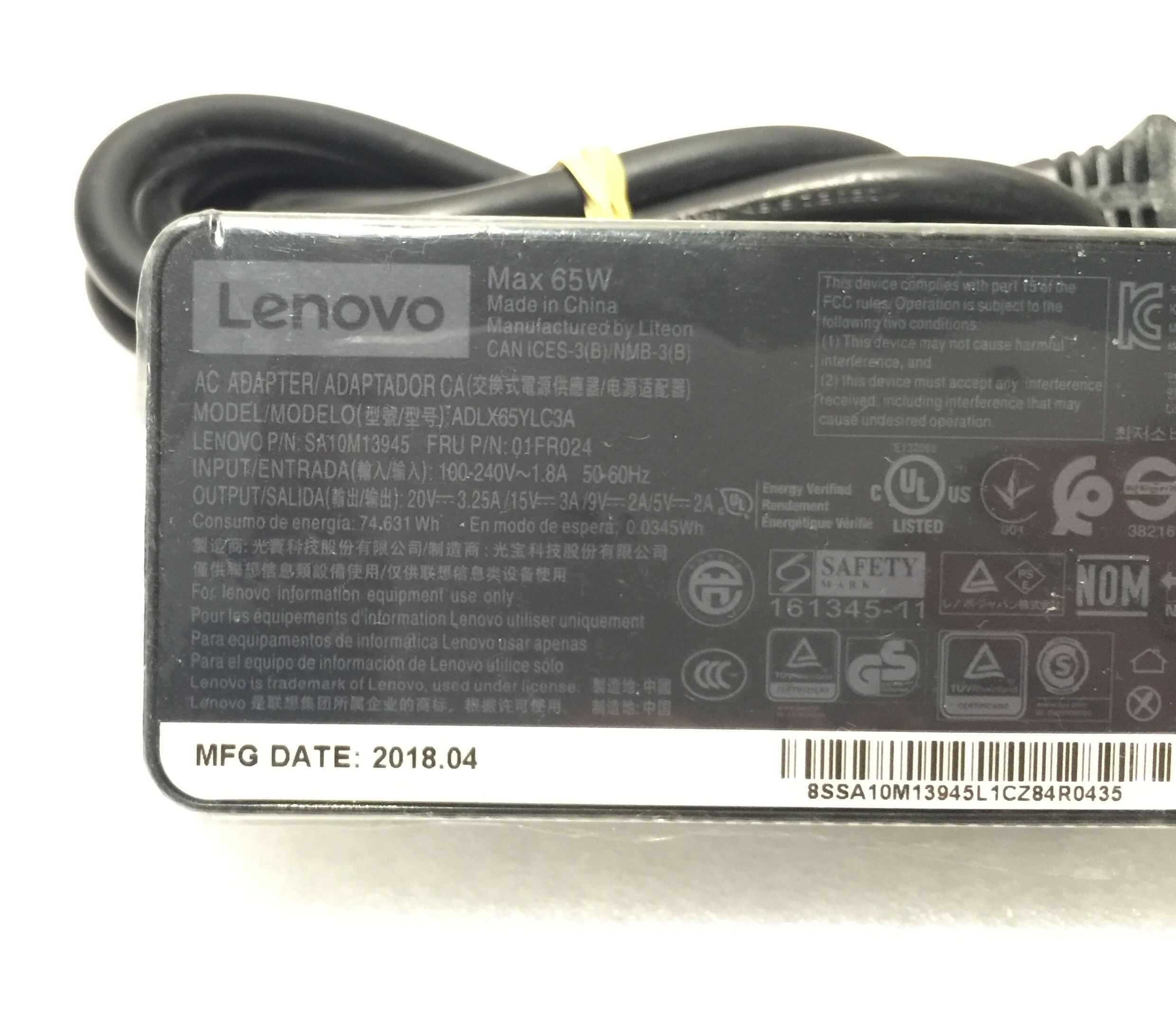 Oryginał Lenovo Zasilacz USB-C 65 W + Kabel