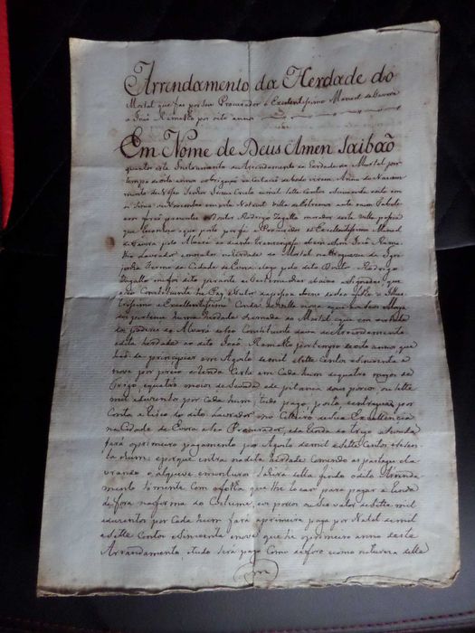 Documento Manuscrito Herdade do Mortal  Ano 1804