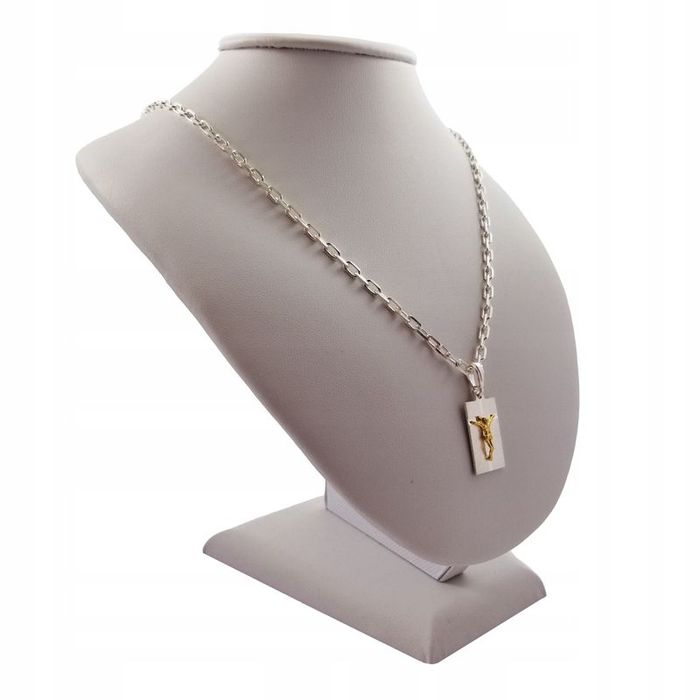 Srebrny Męski Łańcuszek Ankier + Medalik Jezus Pr. 925 + Grawer Dla Sy