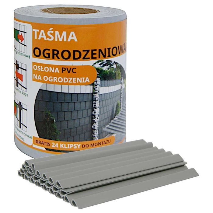 Taśma ogrodzeniowa osłona na ogrodzenie panelowe +UV 24klipsy 19cmx35m